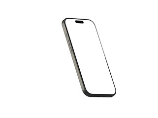 High-quality image of a modern smartphone with a blank screen, perfect for app presentations or website mockups. Isolated on white background for easy use.