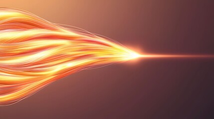 Wall Mural - the image shows a dynamic burst of energy, with glowing orange and yellow lines converging into a br