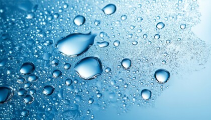 Wall Mural - Macro Shot of Crystal-Clear Water Droplets on a Smooth Surface, Capturing Nature s Refreshing Beauty