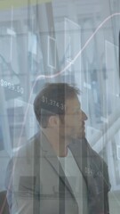 Wall Mural - animation of data processing over diverse business people working at office
