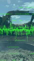 Wall Mural - Animation of data processing over rubbish dump
