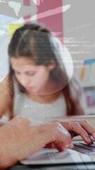 Wall Mural - animation of data processing over diverse students using laptop
