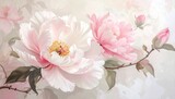 Delicate pink peonies in soft pastel tones