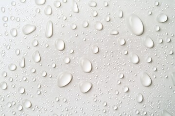 Wall Mural - freshness of nature captured in clear water drops on a bright white surface, minimalist design