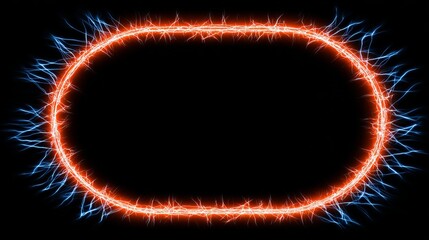 Wall Mural - neon glowing electric perimeter frame sign design with empty round center and unique gradient style