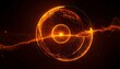 © Gerhana - Abstract depiction of a glowing, spherical core surrounded by energy fields and particle trails, creating a dynamic, fiery composition.