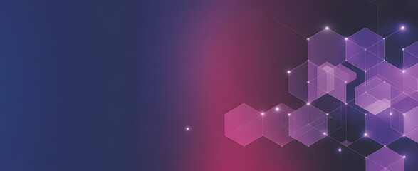 Abstract Technological Hexagons: A futuristic design showcases an array of interconnected hexagonal structures against a gradient backdrop. It evokes the interconnectedness of data and technology. 