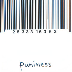 Barcode on white background with inscription puniness below
