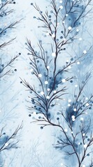 Canvas Print - christmas tree branches in blue wallpaper outdoors pattern.