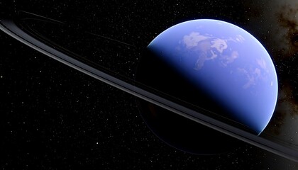 Wall Mural - dramatic view of a ringed exoplanet in deep space, a cosmic spectacle