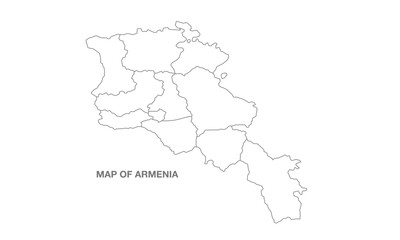  White background of Armenia map with line art design