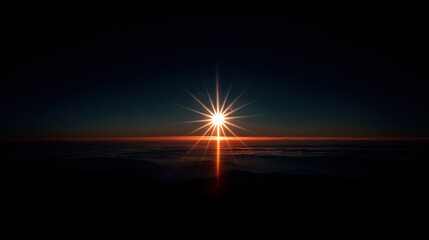Wall Mural - breathtaking sunrise illuminates horizon, casting radiant glow over clouds. vibrant colors blend sea