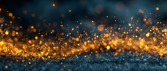 Wall Mural - Abstract background with Dak blue and gold particle. hristmas Golden light shin particles bokeh on navy bue background. Gold foil txture. Holiday concept