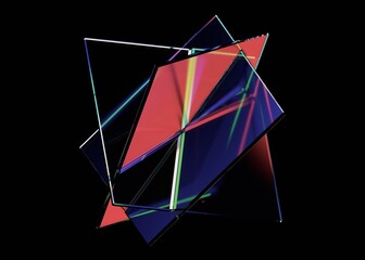 Wall Mural - Abstract futuristic background, iridescent sci-fi design, 3d render