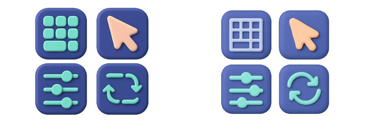 Essential user interface and experience icons for digital applications web design and software development