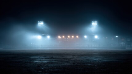 Wall Mural - stunning photo of desolate rodeo arena illuminated by bright lights and lingering smoke. concept rod
