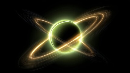 Wall Mural - Glowing Planet with Rings in Dark Space