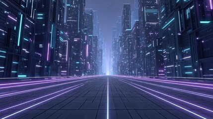 Wall Mural - Futuristic Cosmic Cityscape with Neon Glow and Psychedelic Vibes