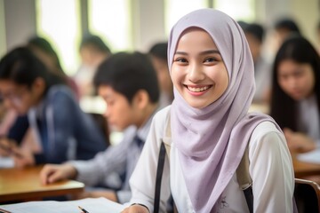 Malaysian Student in classroom student smile intelligence.
