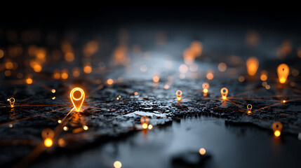 Digital map with glowing location pins, futuristic technology, network connections 16177334 1