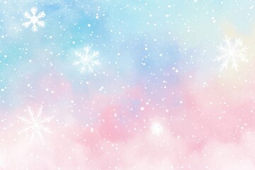 Wall Mural - Cute pastel sky with snowflake illustration outdoors nature night.