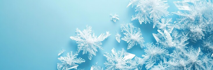 Naklejka na meble Light blue background, with white paper cutouts of ice crystals in the foreground