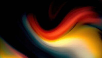 Wall Mural - fluid abstract swirl of vibrant red orange yellow gradient against black background perfect for modern digital art designs wallpaper