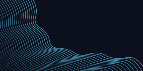 A dynamic and abstract digital design with flowing blue waveforms against a dark background,smooth, curving lines and dotted patterns that create a sense of movement and energy.