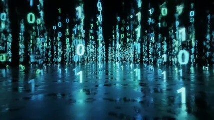 Wall Mural - Digital binary code flowing abstract background for technology concept