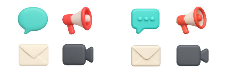 Vibrant collection of communication, messaging, and social media icons for modern digital interface and web applications