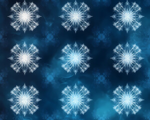 Canvas Print - abstract blue winter background with magical glowing light pattern of snowflake and ice crystal. col