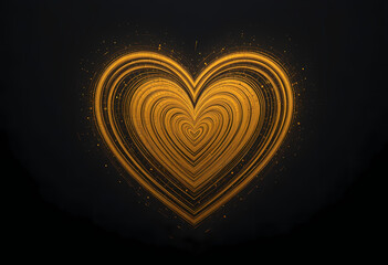 Canvas Print - romantic golden heart symbol glows with love and passion. abstract sparkling light trail design on d