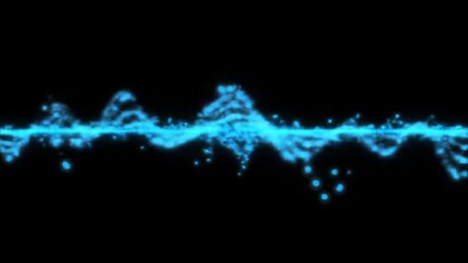 Wall Mural - Dynamic blue light particles on a black backdrop with abstract wavy motion