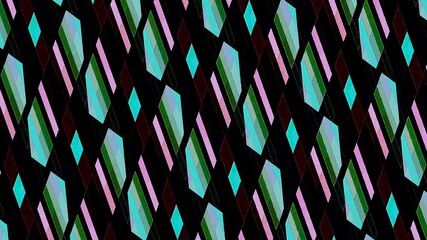 Wall Mural - 3D shining bright lines set wave motion, color full, on black background	