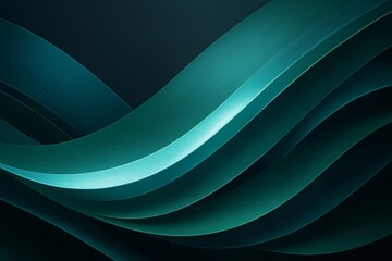 Wall Mural - abstract teal light waves flowing across a dark background in a modern digital graphic art concept d