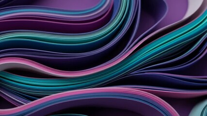 Wall Mural - Abstract swirls of colorful paper create a mesmerizing visual flow of purple, blue, and teal hues