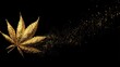 © Mykola - Isometric Marijuana. Luxury Golden Cannabis Leaf on Black Background. Creative 3D Render Illustration