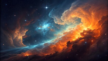 cosmic nebula with orange and blue hues