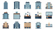 © Sapphire - Office building and workspace icons collection in flat style