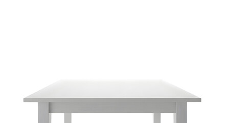 White wooden table isolated on transparent background