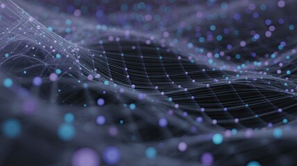 Abstract network of glowing particles and lines, representing data flow and connectivity in a digital space
