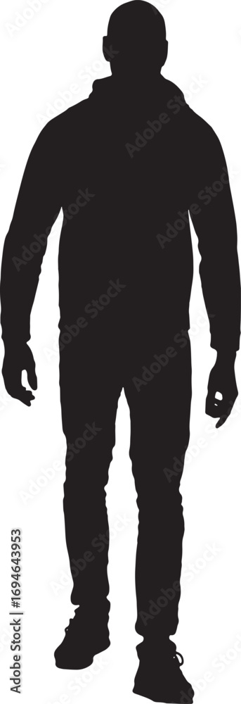 vector,silhouette of front view of a man walking