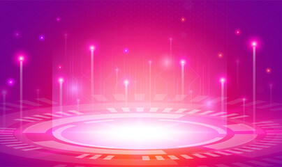 Technology circle light background stage on abstract background. Glowing abstract digital vector illustration