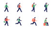 © Sapphire - Flat style characters walking and running with backpacks and phones
