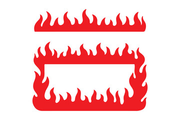 Wall Mural - cartoon fire borders. flame frame, blazing dividers, hot flaming banners. fire flames on white backg