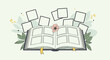 © Arfan - Open photo album with blank pages surrounded by leaves and blossoms creating a cherished memory book for your life