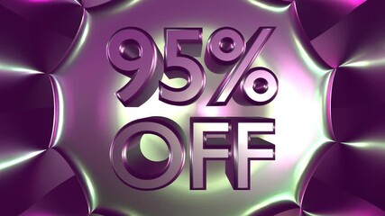 Wall Mural - 95 percent off on glowing background animation for business and sale concept