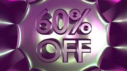 Wall Mural - 60 percent off on glowing background animation for business and sale concept