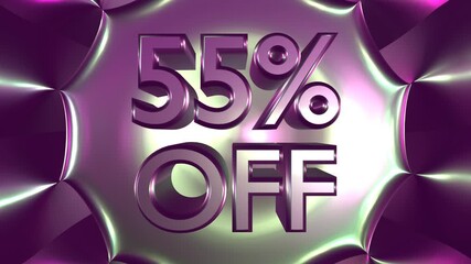 Wall Mural - 55 percent off on glowing background animation for business and sale concept