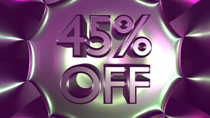 Wall Mural - 45 percent off on glowing background animation for business and sale concept